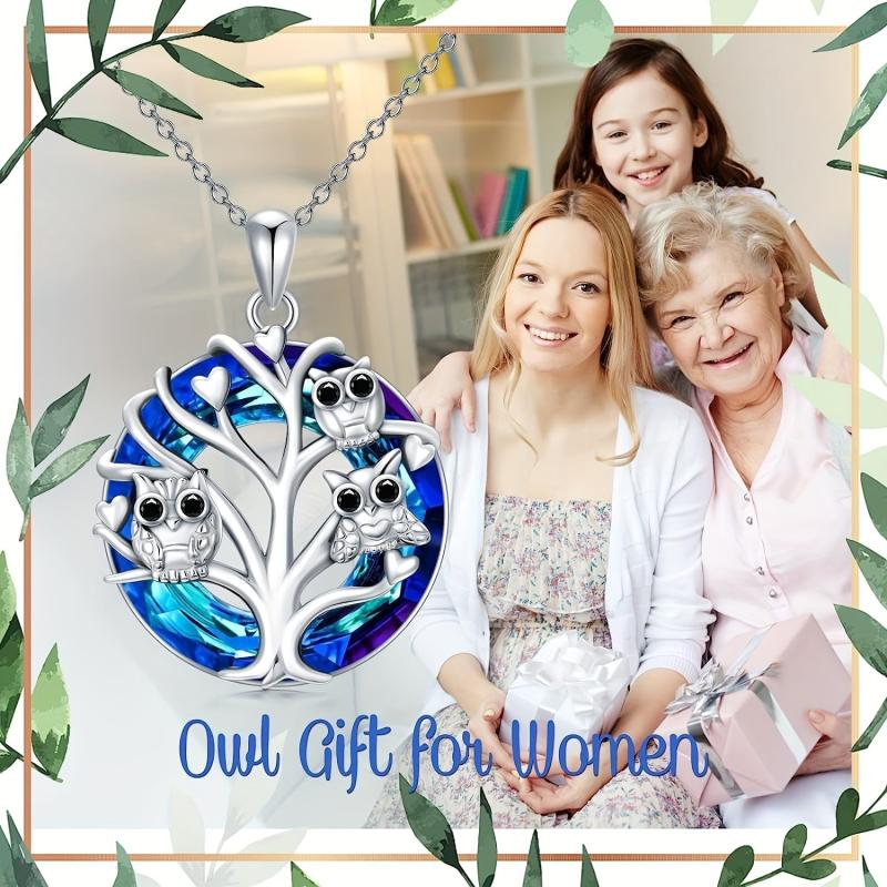 Tree Of Life Owl Pendant Necklace Ideal Gift For Women