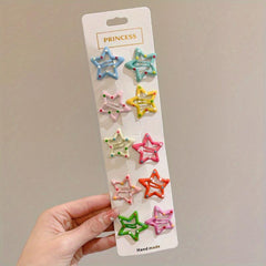 10 Sweet Star Hair Clips for Girls - Realistic No Card Paper Design