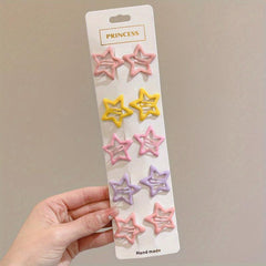 10 Sweet Star Hair Clips for Girls - Realistic No Card Paper Design