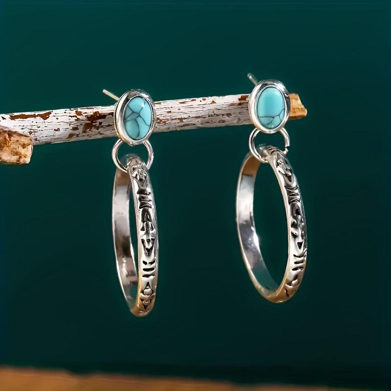 Vintage Agate Turquoise Earrings Men Women Unique Style
