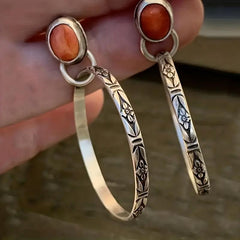 Vintage Agate Turquoise Earrings Men Women Unique Style