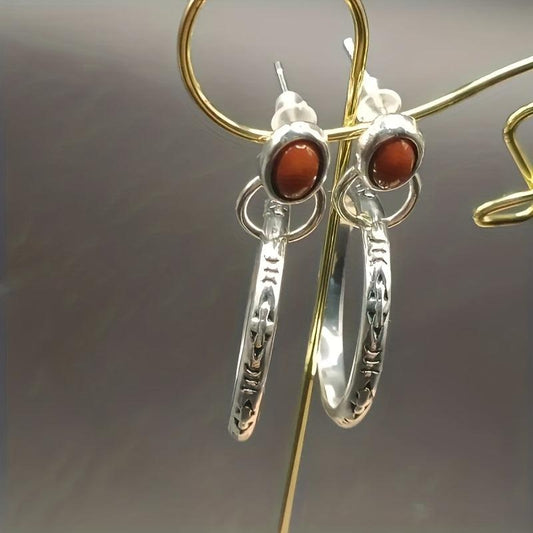 Vintage Agate Turquoise Earrings Men Women Unique Style