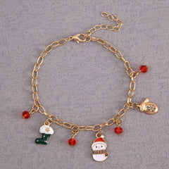 Christmas Bracelet Alloy Santa Claus Reindeer Red Snowman Crystal Bracelet