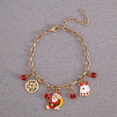 Christmas Bracelet Alloy Santa Claus Reindeer Red Snowman Crystal Bracelet