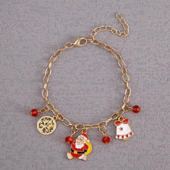 Christmas Bracelet Alloy Santa Claus Reindeer Red Snowman Crystal Bracelet