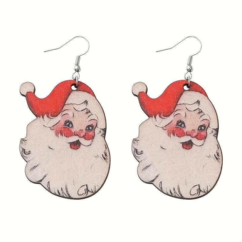 Retro Santa Claus Earrings Lightweight Jewelry Great Holiday Gift