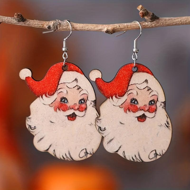 Retro Santa Claus Earrings Lightweight Jewelry Great Holiday Gift