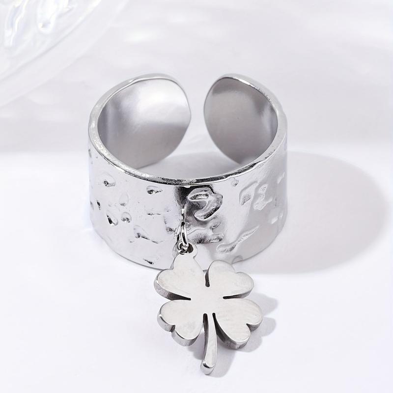 Steel Clover Stainless Steel Open Ring Classic Romantic Jewelry