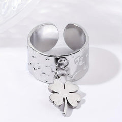 Steel Clover Stainless Steel Open Ring Classic Romantic Jewelry