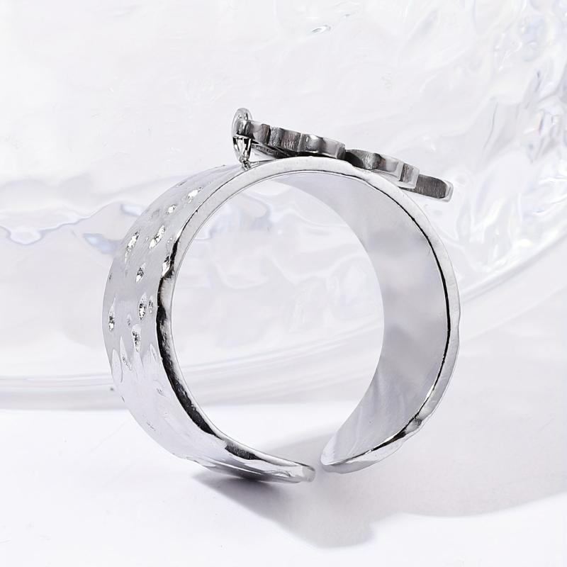 Steel Clover Stainless Steel Open Ring Classic Romantic Jewelry
