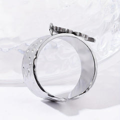 Steel Clover Stainless Steel Open Ring Classic Romantic Jewelry