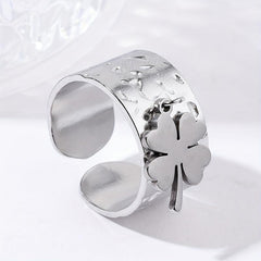 Steel Clover Stainless Steel Open Ring Classic Romantic Jewelry