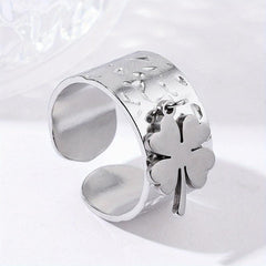Steel Clover Stainless Steel Open Ring Classic Romantic Jewelry