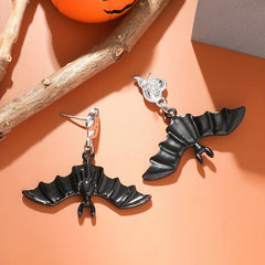 Halloween Flame Bat Drop Earrings