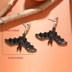 Halloween Flame Bat Drop Earrings