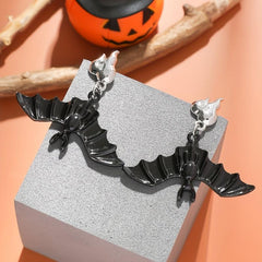 Halloween Flame Bat Drop Earrings