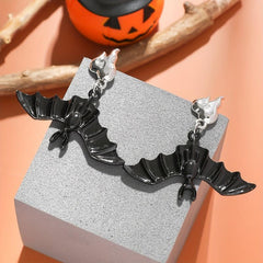 Halloween Flame Bat Drop Earrings