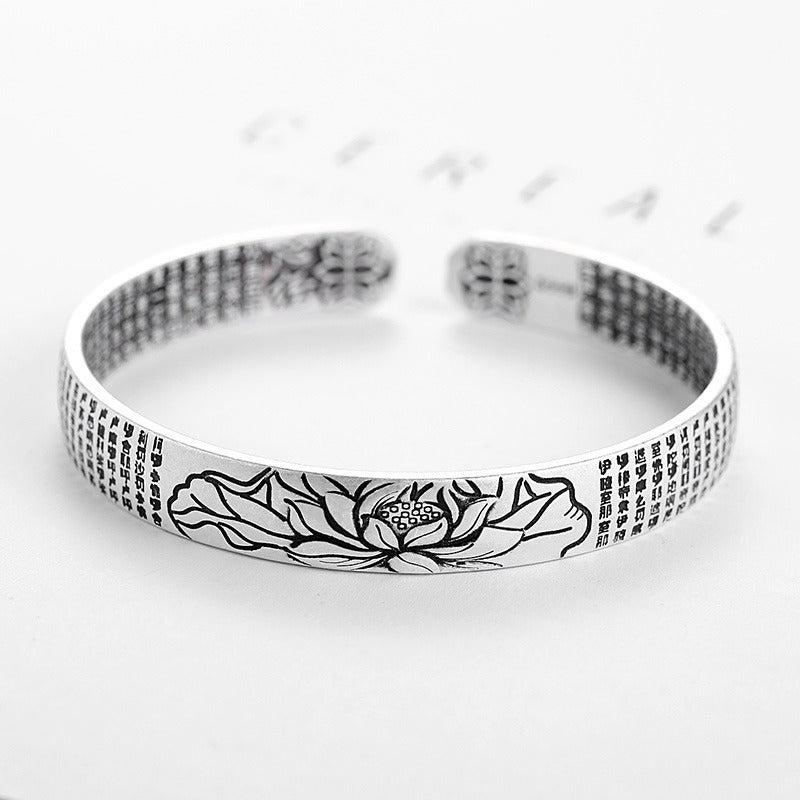 Ethnic Style Lotus Heart Silvery Bracelet