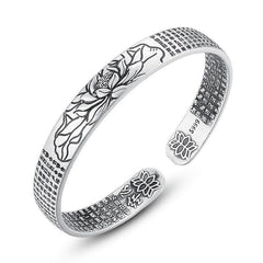 Ethnic Style Lotus Heart Silvery Bracelet