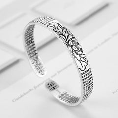 Ethnic Style Lotus Heart Silvery Bracelet