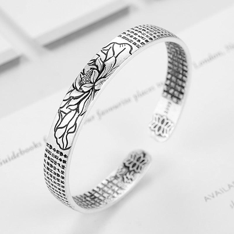 Ethnic Style Lotus Heart Silvery Bracelet