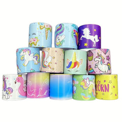 12 Piece Rainbow Unicorn Slap Bracelets for Kids' Parties & Decorations