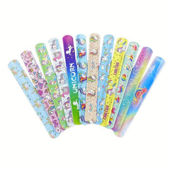 12 Piece Rainbow Unicorn Slap Bracelets for Kids' Parties & Decorations
