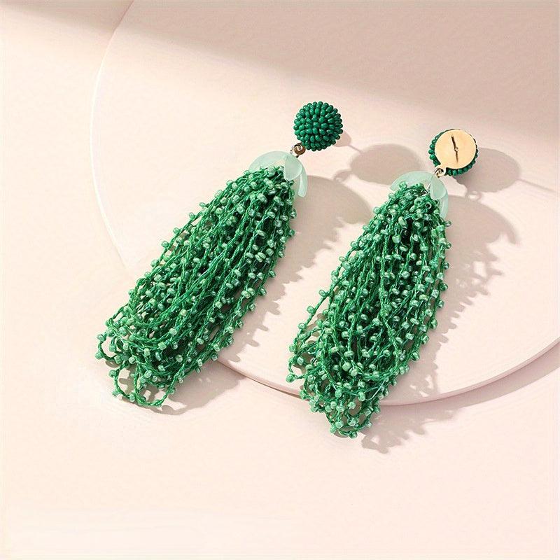 Boho Acrylic Beaded Fringe Earrings