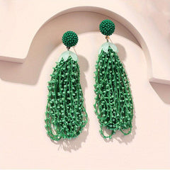 Boho Acrylic Beaded Fringe Earrings