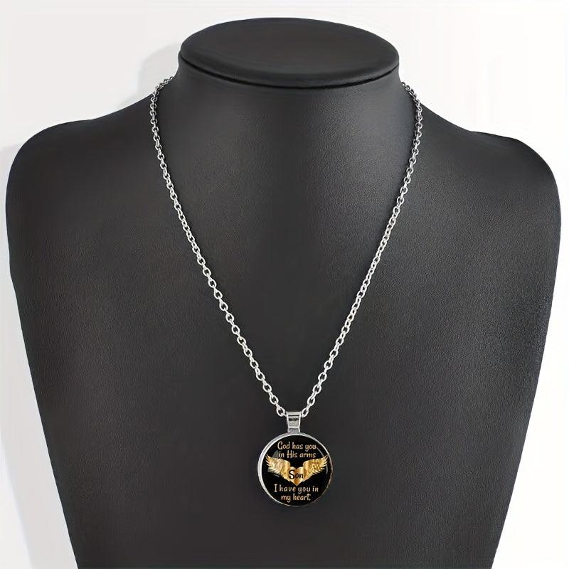 Round Wings Crystal Bead Pendant Necklace for Men and Women
