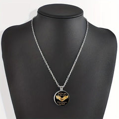 Round Wings Crystal Bead Pendant Necklace for Men and Women