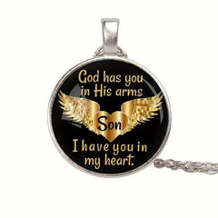 Round Wings Crystal Bead Pendant Necklace for Men and Women