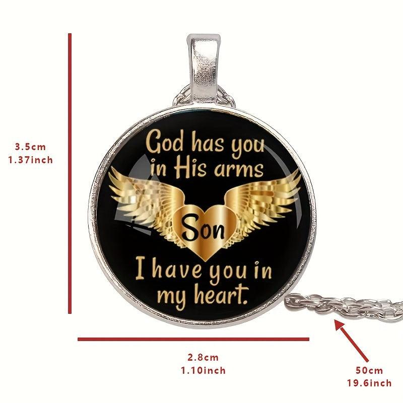 Round Wings Crystal Bead Pendant Necklace for Men and Women