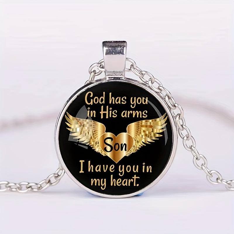 Round Wings Crystal Bead Pendant Necklace for Men and Women