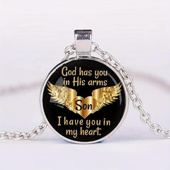 Round Wings Crystal Bead Pendant Necklace for Men and Women