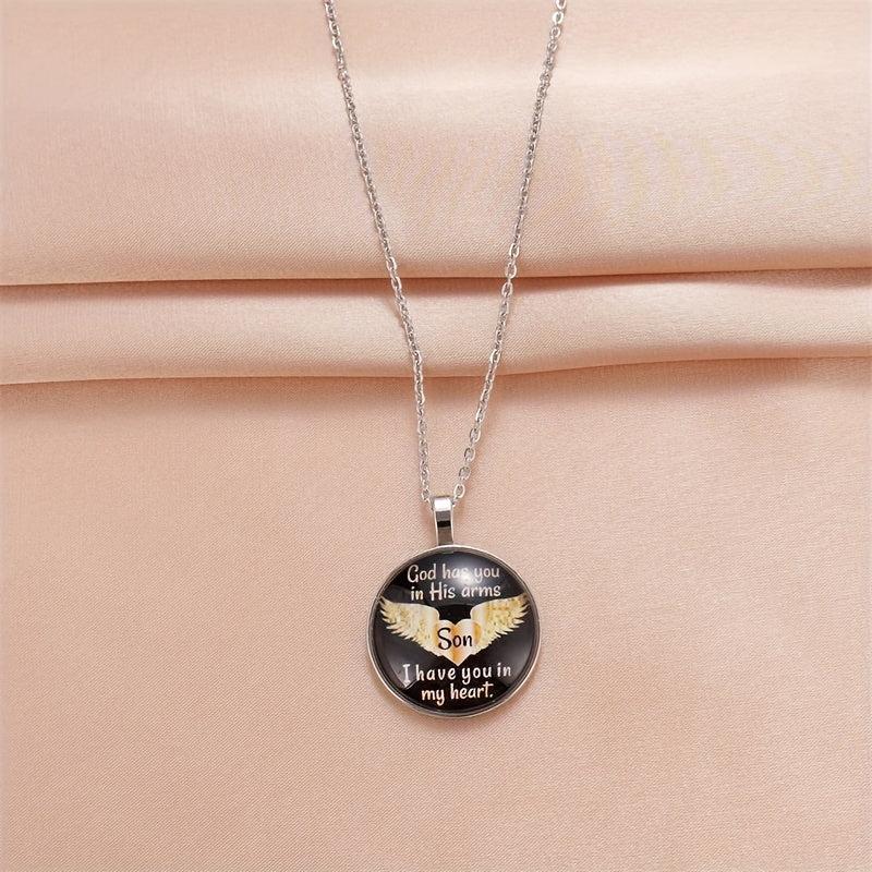 Round Wings Crystal Bead Pendant Necklace for Men and Women