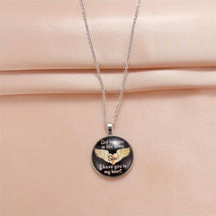Round Wings Crystal Bead Pendant Necklace for Men and Women