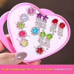 Children's Princess Diamond Crystal Ring Set