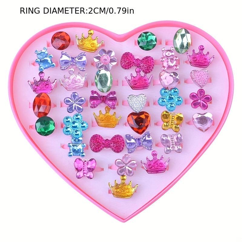 Children's Princess Diamond Crystal Ring Set