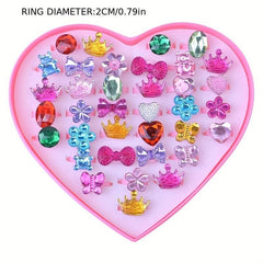 Children's Princess Diamond Crystal Ring Set