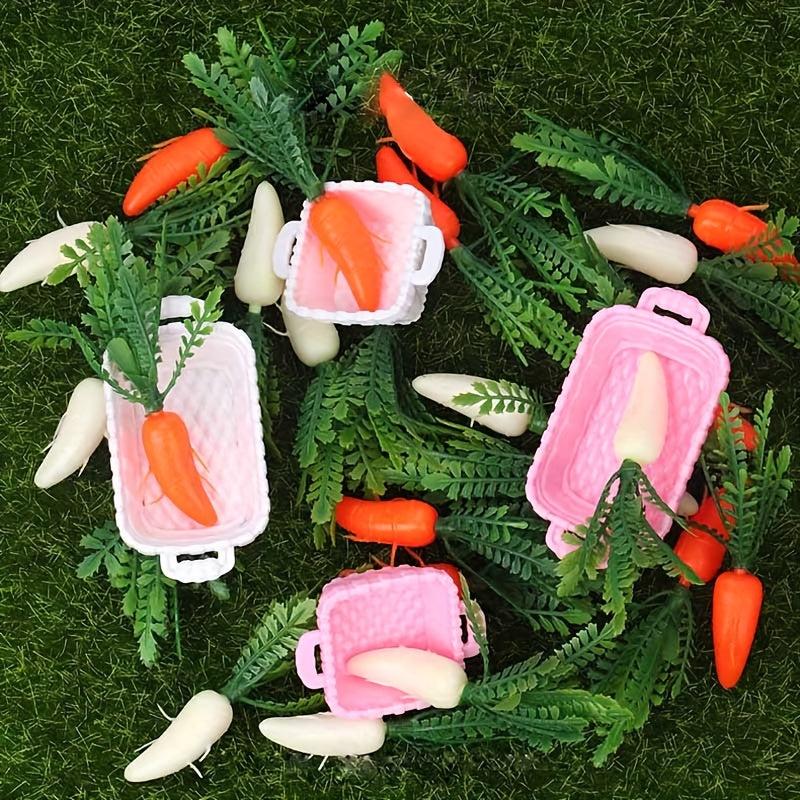 4pcs Storage Basket 6pcs Carrot Kitchen Toy Doll House Simulation Object