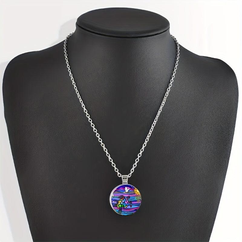 Round Turtle Crystal Bead Pendant Necklace - Birthday Wedding Anniversary Gift