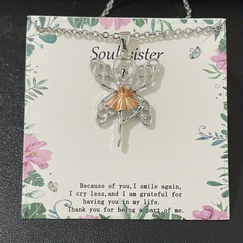 Women's Ballerina Necklace Hollow Butterfly Wings Pendant