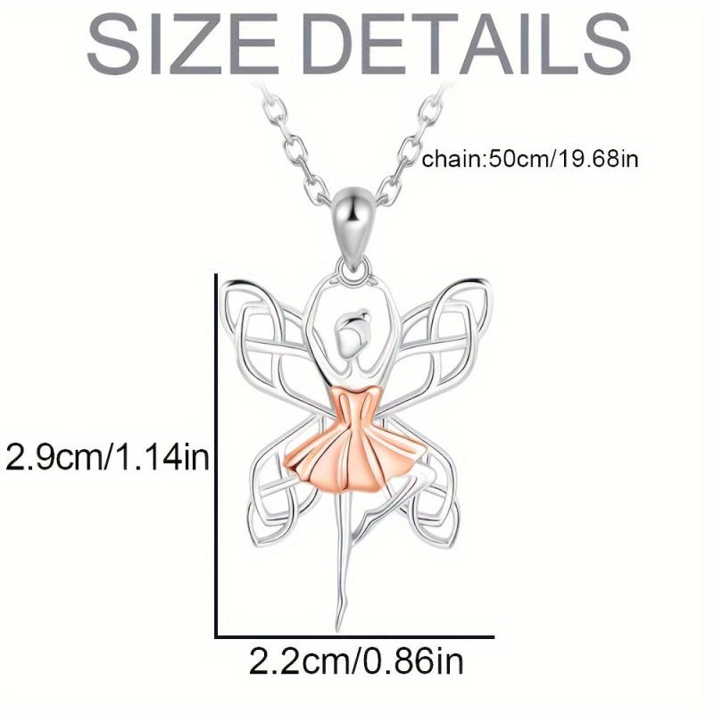 Women's Ballerina Necklace Hollow Butterfly Wings Pendant