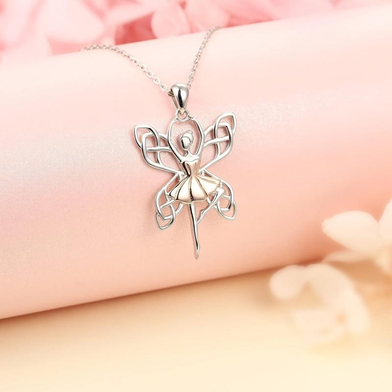 Women's Ballerina Necklace Hollow Butterfly Wings Pendant