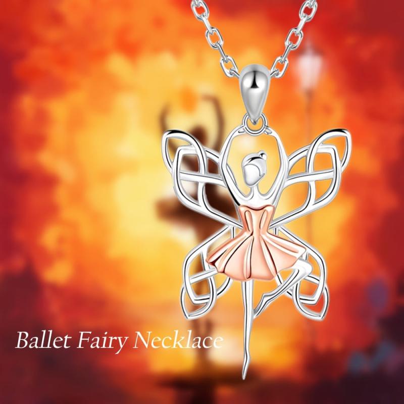 Women's Ballerina Necklace Hollow Butterfly Wings Pendant