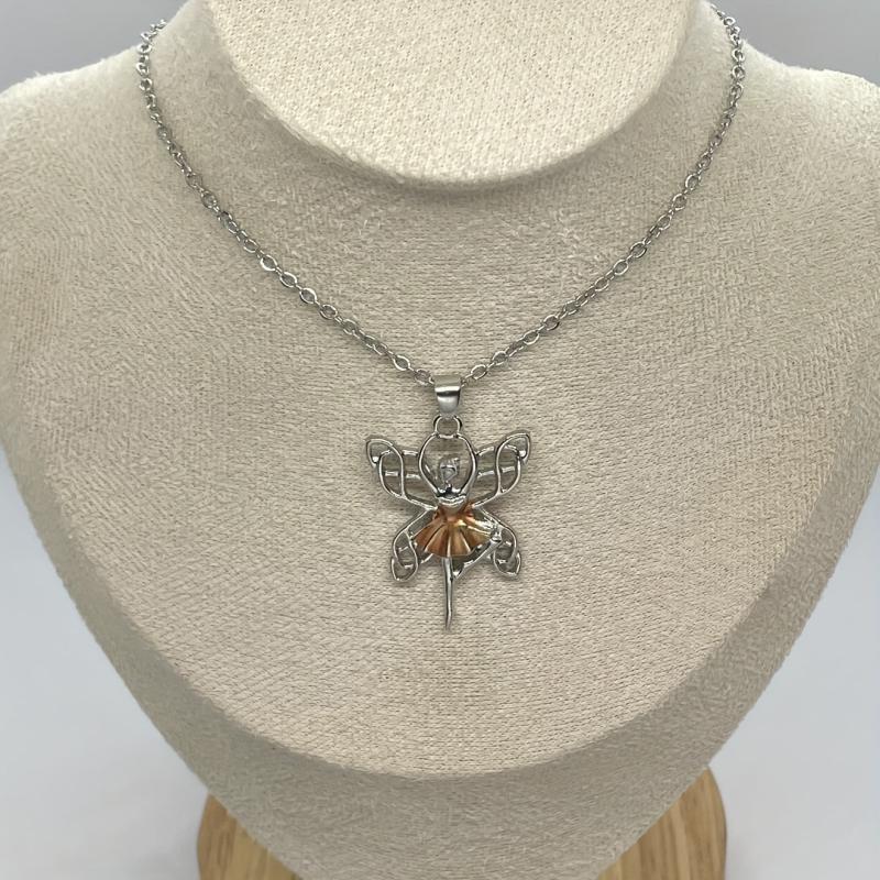 Women's Ballerina Necklace Hollow Butterfly Wings Pendant