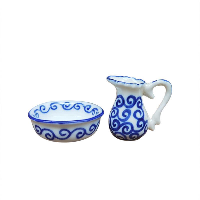 Retro & Porcelain Hand-painted Mini Ceramic Bowl Kettle Set