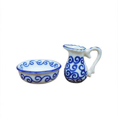 Retro & Porcelain Hand-painted Mini Ceramic Bowl Kettle Set