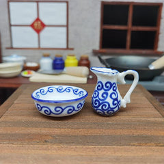 Retro & Porcelain Hand-painted Mini Ceramic Bowl Kettle Set